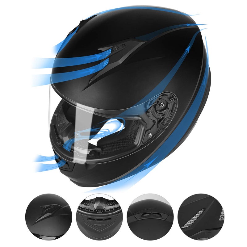 GLX GX11 Compact Motorcycle Helmet - Matte Black, Medium - Full Face w/ Tinted Visor, DOT Approved - Image 2